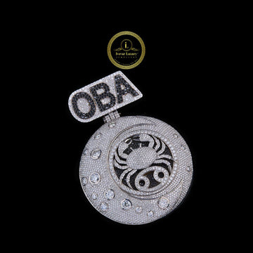 Custom VVS Lab Diamond "OBA" Cancer Zodiac Medallion Two Tone Iced Out Moon & Crab Pendant By Ivevar