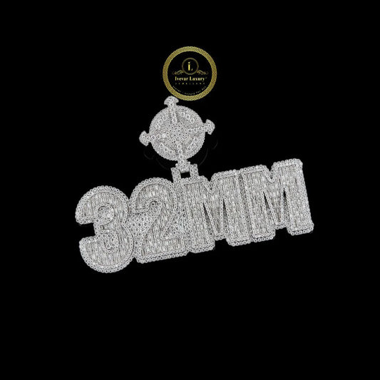 Custom 32MM Lab Diamond Name Pendant with Fully Iced Out Hip Hop Luxury Jewelry Design By Ivevar