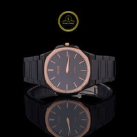 Black & Rose Gold Diamond Bezel Men's Watch