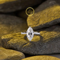 Royal Marquise Cut 3.00 CT Moissanite Engagement Ring with Luxurious Gold Finish BY Ivevar