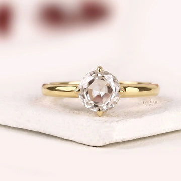Rose Cut Lab Grown Diamond Hidden Halo Engagement Ring