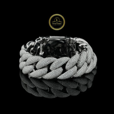 Iced Out Pave Cut Lab Grown Diamond Cuban Link Bracelet