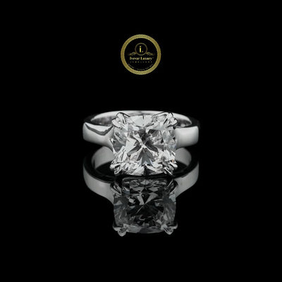 Cushion Cut Lab Diamond Four Prong Solitaire Engagement Ring