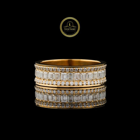 Buguette Cut  0.10 CT Lab Grown  Diamond Eternity Band Ring in Gold By Ivevar