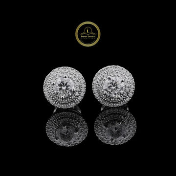 Luxury 2.00 CT Round Cut Lab Gown Diamond Halo Diamond Stud Earrings By Ivevar