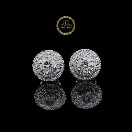 Luxury 2.00 CT Round Cut Lab Gown Diamond Halo Diamond Stud Earrings By Ivevar