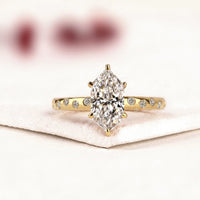 Dutch Marquise Pave Accents Moissanite Diamond Engagement Ring