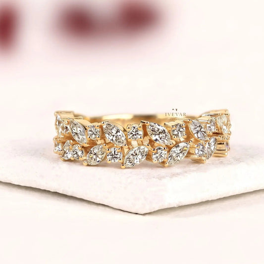 Marquise & Round Lab Grown Diamond Eternity Wedding Band