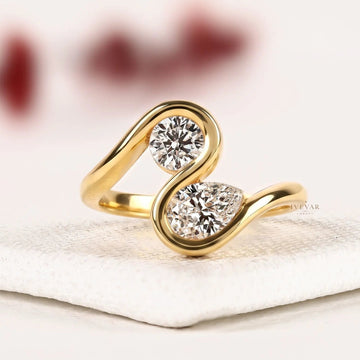 Toi et Moi Round with Pear Lab Grown Diamond Engagement Ring