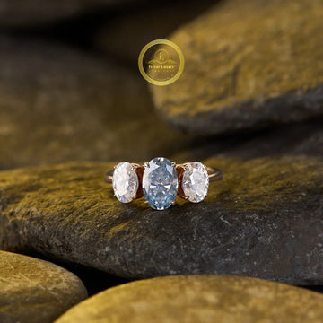 Romantic 3.00 CT Oval Cut Moissanite Diamond Engagement Ring with Side Diamonds By Ivevar