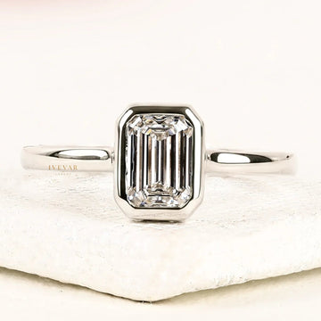 2.00 CT Dainty Emerald Cut Moissanite Diamond Ring for Everyday Elegance By Ivevar