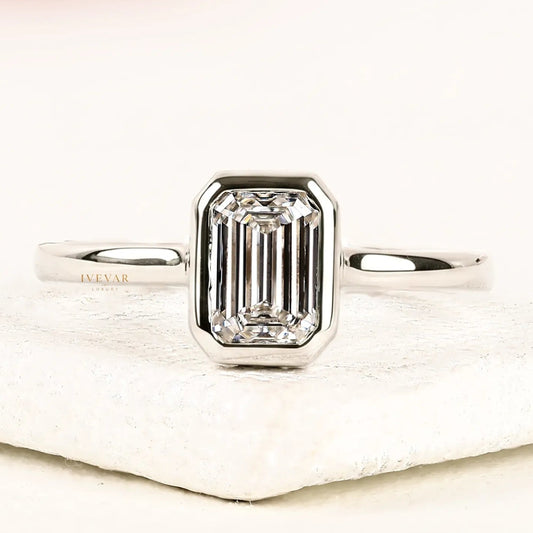 2.00 CT Dainty Emerald Cut Moissanite Diamond Ring for Everyday Elegance By Ivevar