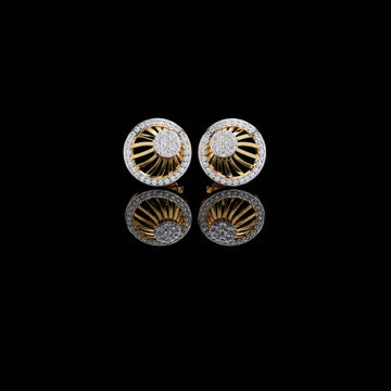 0.38 TCW Elegant Radiant Sunburst Moissanite Stud Earrings with Gold Detailing and Sparkling Diamond Cluster