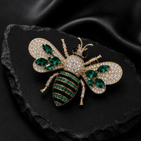 Luxury Emerald Green Bee Brooch Crystal Statement Pin