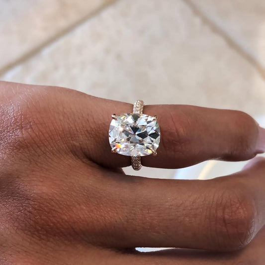 Halo Cushion Cut Moissanite Pave Engagement Ring - view 3