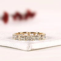 Emerald Cut Lab Grown Diamond Eternity Wedding Bands