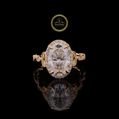 Oval Halo Moissanite Engagement Ring Twisted Rope Band