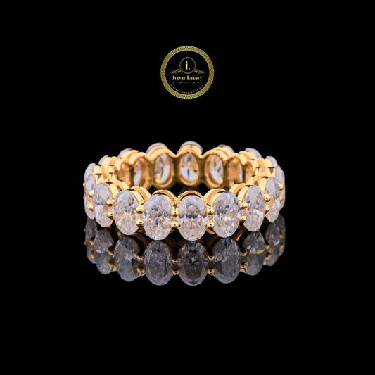 Full Eternity 0.30 CT Oval Cut Moissaite Diamond Gold Band For Her By Ivevar