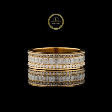 Buguette Cut  0.10 CT Moissanite Diamond Eternity Band Ring in Gold By Ivevar