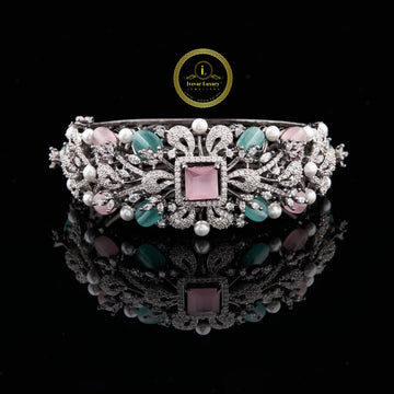 Custom Lab Diamond Bangle Flower VVS Bridal Gift Bracelet By Ivevar