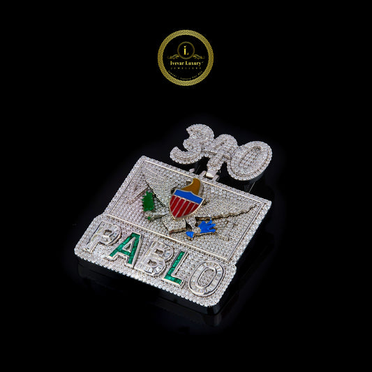Custom Iced-Out Statement Pendant With Lab Diamond Detailing And Enamel Accents