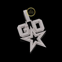 Custom "GO" Star Moissanite Pendant VVS Clarity White Gold Iced Out Statement Jewelry For Men By Ivevar