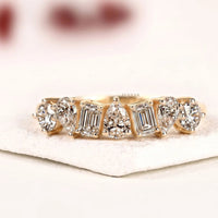 Mixed Shape Seven Stone Lab Grown Diamond Anniversary Band Ring For Women
