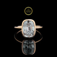 Luxury Cushion Cut 3 CT Moissanite Bezel Ring in Rose Gold By Ivevar