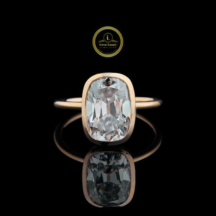 Elongated Cushion Cut Moissanite Bezel Set