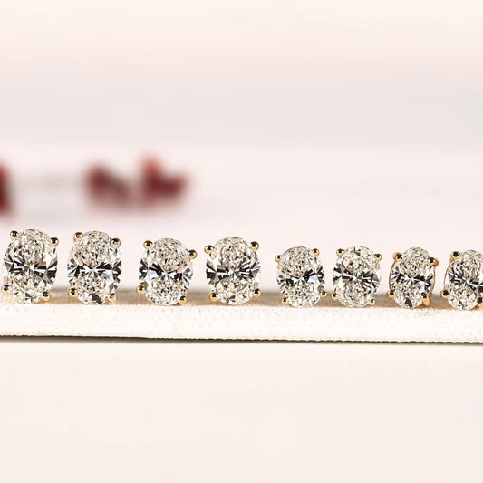 Lab Grown Oval Cut Diamond Solitaire Setting Stud Earring