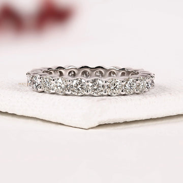 Round Brilliant Moissanite Diamond Full Eternity Wedding Band Ring