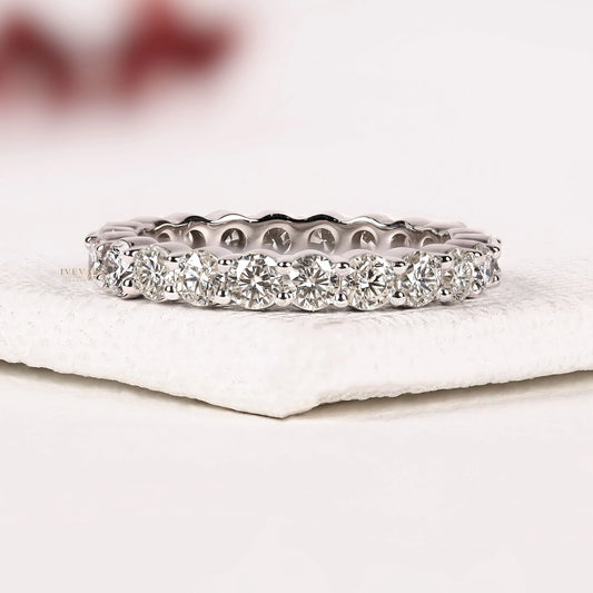 Round Brilliant Lab Grown Diamond Full Eternity Wedding Band Ring