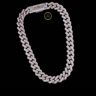 Custom Typography Clasp Capsule Link Chain Covered in Pave Lab Diamonds