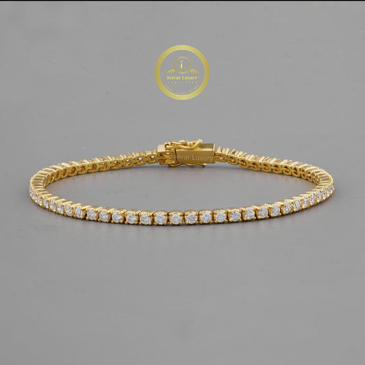 Custom Made Yellow Gold Moissanite Diamond Tennis Bracelet By Ivevar