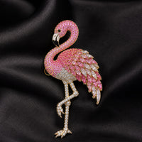 Luxury Pink Flamingo Crystal Brooch Sparkling Bird Inspired Pin