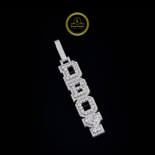 Custom Vertical "DBOY" VVS Clarity Lab Diamond Nameplate Pendant