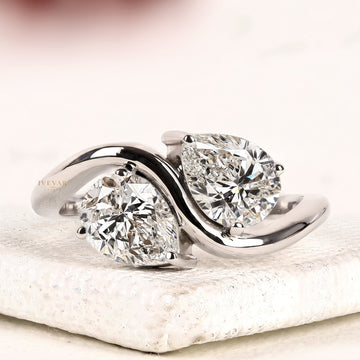 5.00 TWC Infinity Twist Pear Cut Moissanite Diamond Ring Elegant Dual Stone Luxury Ring for Timeless Love