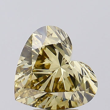 Shiny Of 3.78 CT Heart Shape Fancy Intense Brownish Yellow Color VS2 Clarity Lab Grown Diamond For Faint Echo