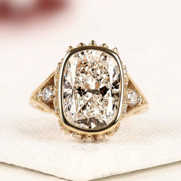 3.00 CT Ivevar Luxury Cushion Cut Moissanite Diamond Halo Ring in Yellow Gold