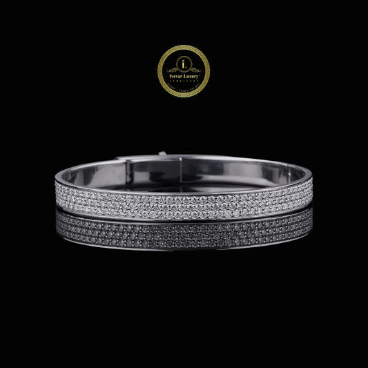 Hand Set Triple Row Moissanite Diamond Bangle The Pinnacle of Modern Luxury By Ivevar
