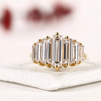 Five Baguette Moissanite Diamond Engagement Ring