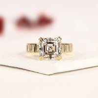 Asscher Cut Baguette Channel Set Lab Grown Diamond Engagement Ring