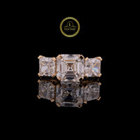 Luxury Three-Stone 3.00 CT Asscher-Cut Lab Grown Diamond Ring in Rose Gold by Ivevar