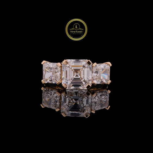 Luxury Three-Stone 3.00 CT Asscher-Cut Lab Grown Diamond Ring in Rose Gold by Ivevar