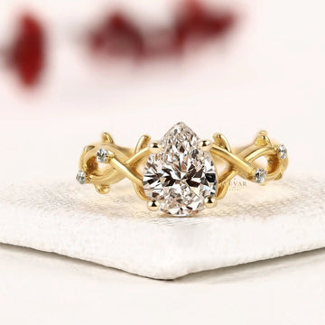 Nature Inspire Teardrop Cut Lab Grown Diamond Engagement Ring