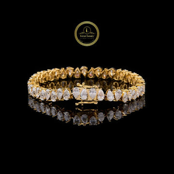 Brilliant Pear Shape Moissanite Diamond Luxury Bracelet with Elegant Gold Finish By Ivevar
