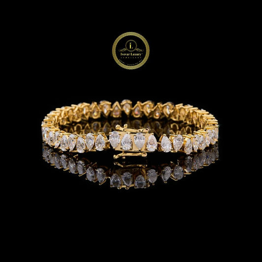 Brilliant Pear Shape Moissanite Diamond Luxury Bracelet with Elegant Gold Finish By Ivevar