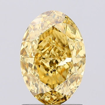 Shiny Of 1.50 CT Oval Shape Fancy Vivid Yellow Color VS2 Clarity Lab Grown Diamond For Soft Days