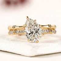 Pear Cut Cathedral Pave Lab Grown Bridal Set Ring