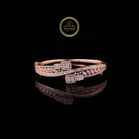 Luxury Baguette Cut Lab Diamond Open Cuff Bracelet for Women with Premium Rose Gold Finish by Ivevar